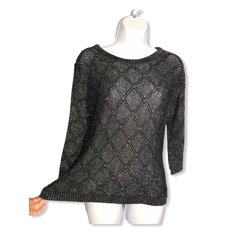American Retro | Geo Wool Blend Metallic Sweater •